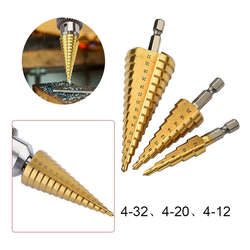Step Drill Bit Set Titanium Hss Cobalt - مجموعة مثقاب متدرج A23T HSS مكونة