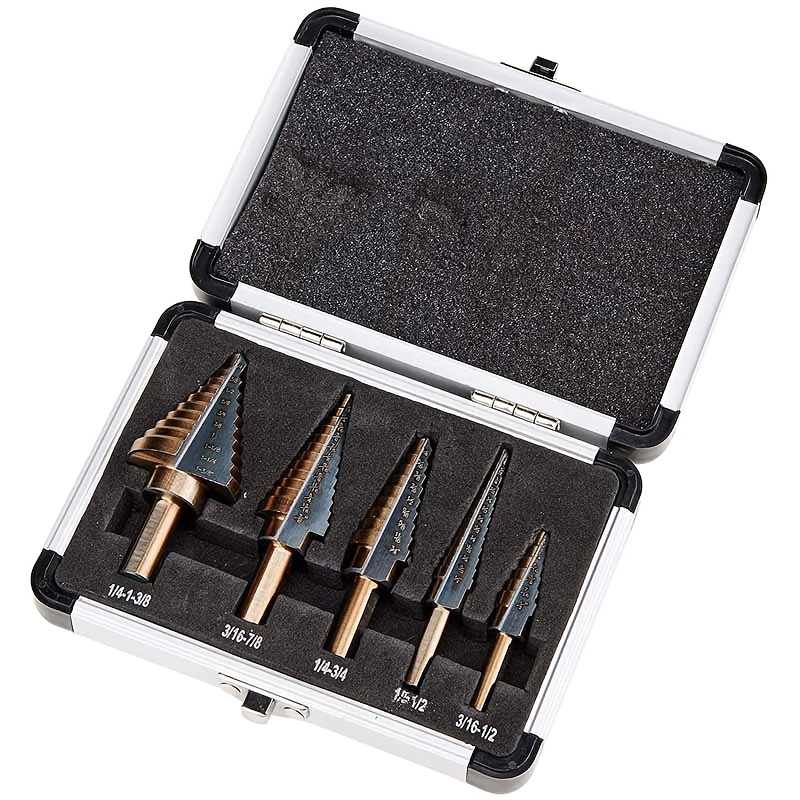Step Drill Bit Set Titanium Hss Cobalt - مجموعة 5 قطع من مثاقب الخطوات