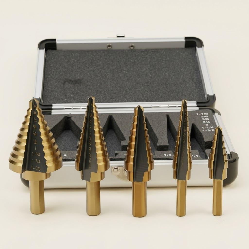 Step Drill Bit Set Titanium Hss Cobalt - مجموعة مثاقب متعددة الأحجام احترافية 5