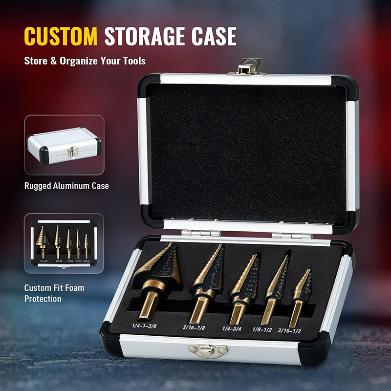 Step Drill Bit Set Titanium Hss Cobalt - طقم مثاقب متدرجة 5 قطع HSS