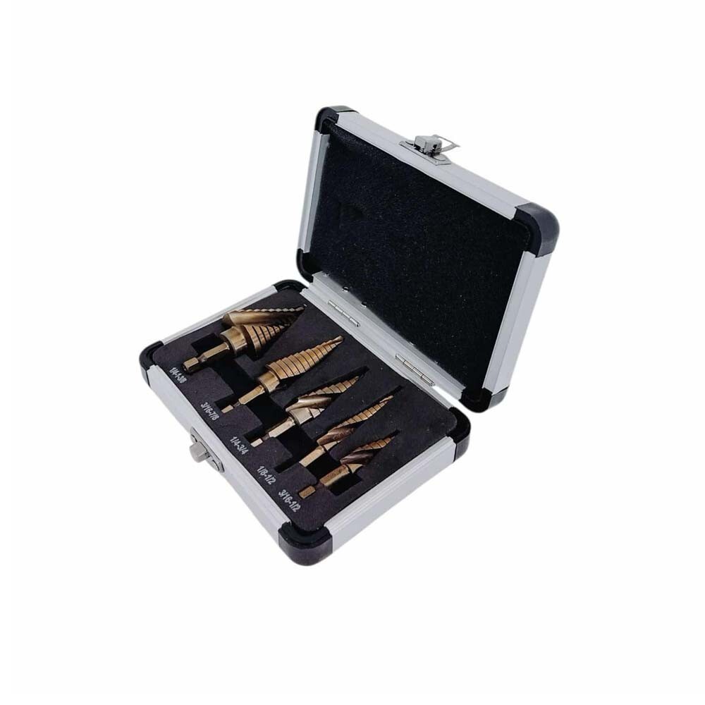 مجموعة 5 قطع من رؤوس المثقاب،  - مراجعة Step Drill Bit Set Titanium Hss Cobalt وسعره