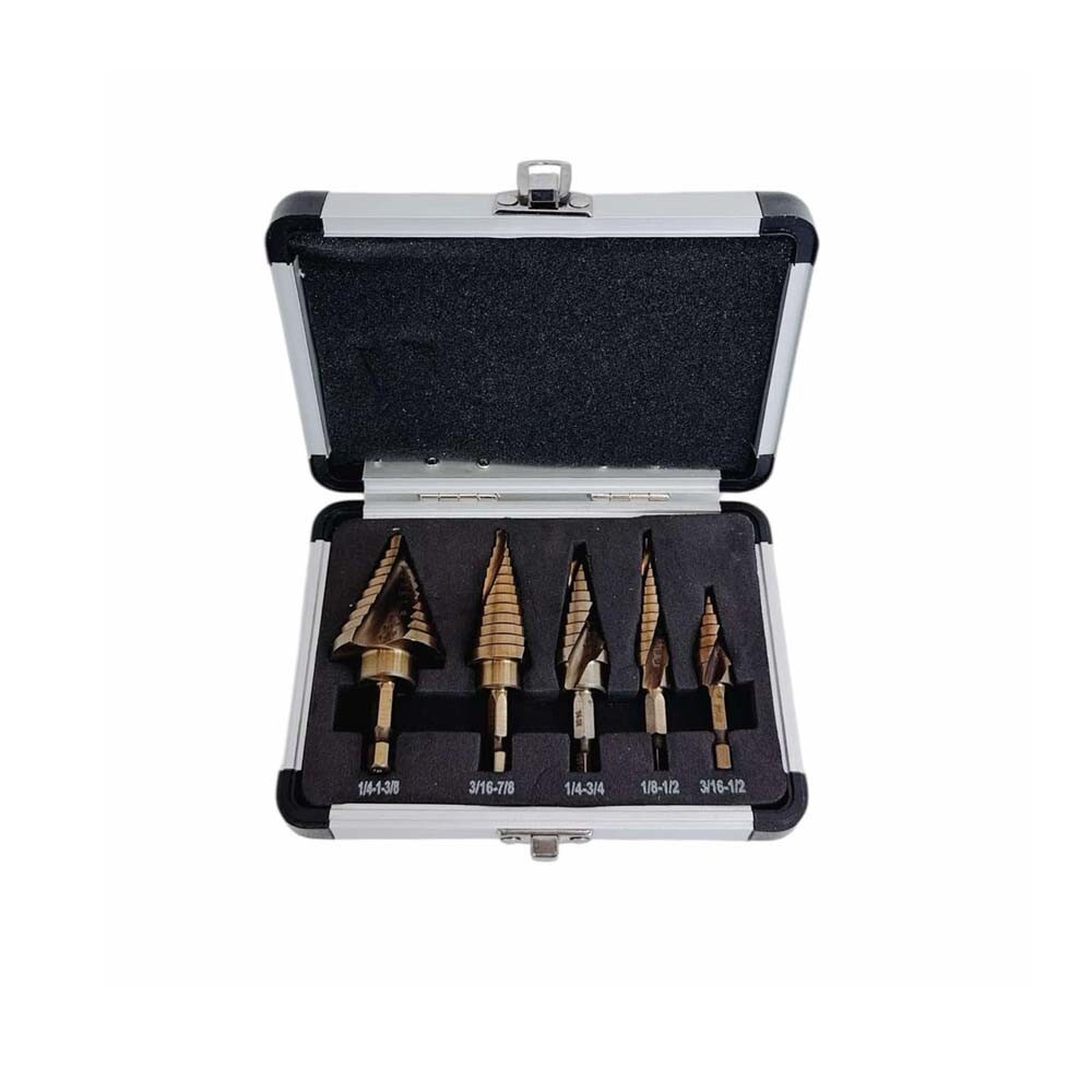 مجموعة 5 قطع من رؤوس المثقاب،  - مراجعة Step Drill Bit Set Titanium Hss Cobalt وسعره