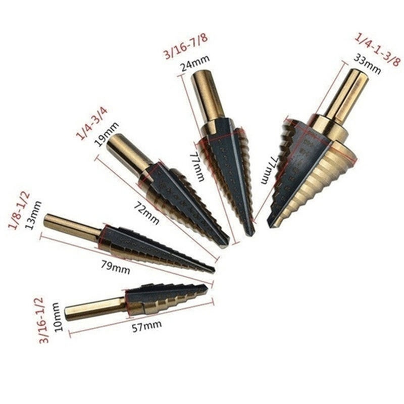 طقم مثاقب متدرجة 5 قطع، HSS كو - مراجعة Step Drill Bit Set Titanium Hss Cobalt وسعره