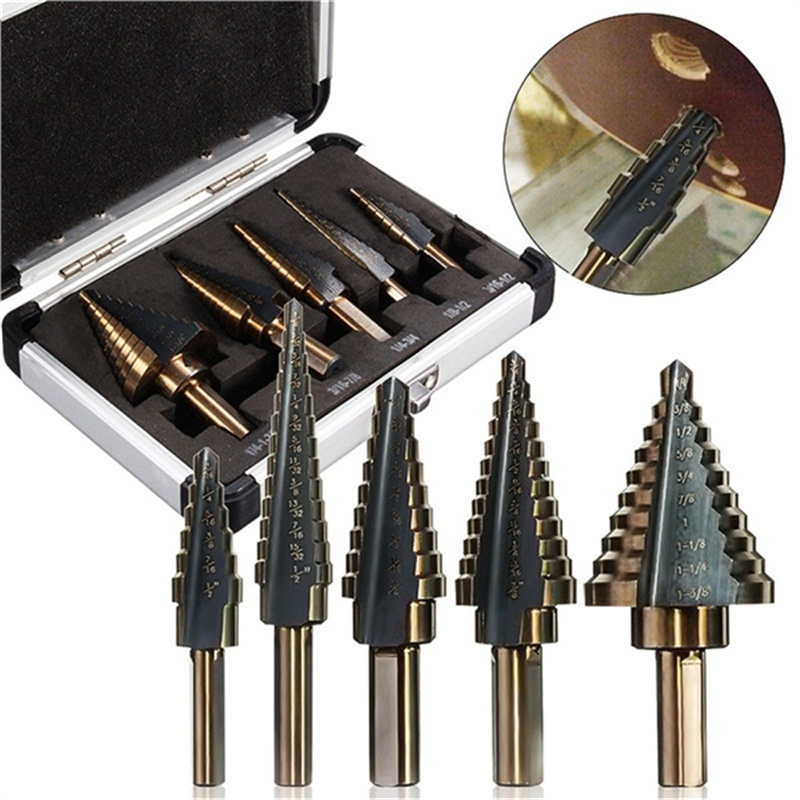 طقم مثاقب متدرجة 5 قطع HSS كوب - مراجعة Step Drill Bit Set Titanium Hss Cobalt وسعره
