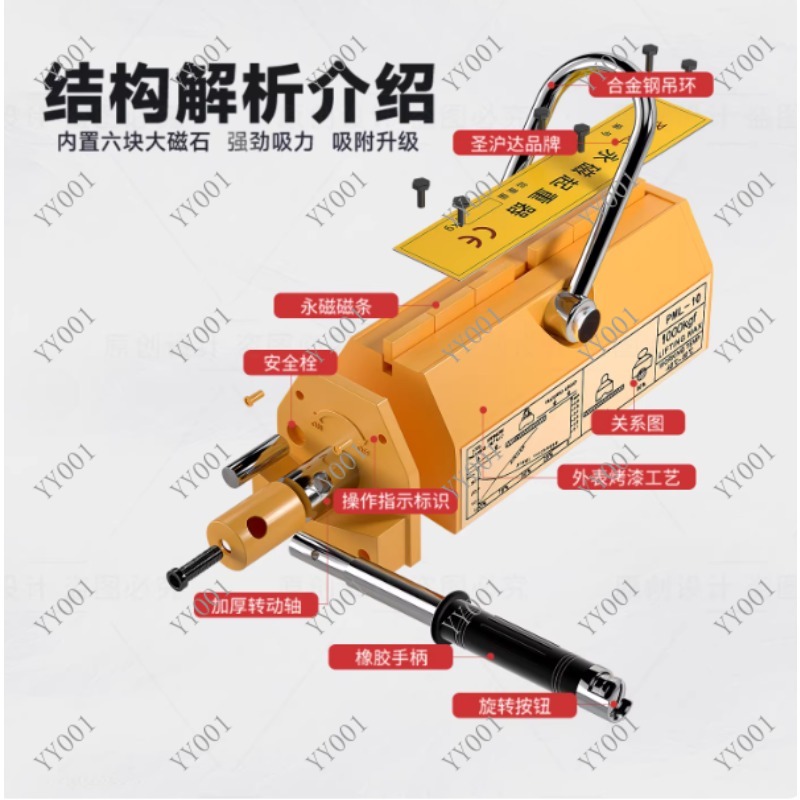 رافعة مغناطيسية دائمة للصلب بق - مراجعة Magnetic Lifter Permanent Crane Hoist 600Kg وسعره