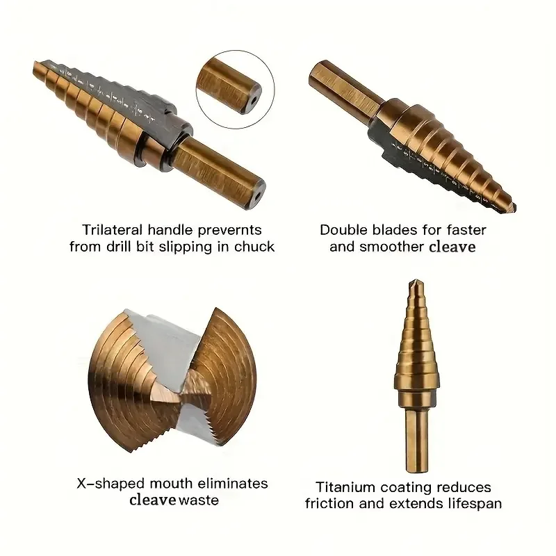 مجموعة لقمة مثقاب برأس من الفو - مراجعة Step Drill Bit Set Titanium Hss Cobalt وسعره