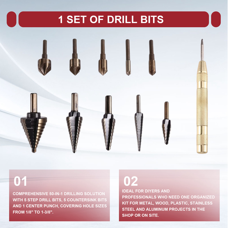 مجموعة مثاقب متدرجة A23T ومجمو - مراجعة Step Drill Bit Set Titanium Hss Cobalt وسعره