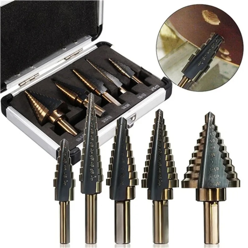 طقم مثاقب متدرجة 5 قطع HSS كوب - مراجعة Step Drill Bit Set Titanium Hss Cobalt وسعره
