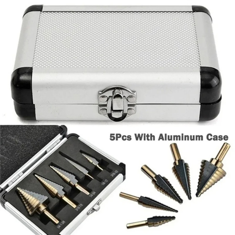 طقم مثاقب متدرجة 5 قطع HSS كوب - مراجعة Step Drill Bit Set Titanium Hss Cobalt وسعره