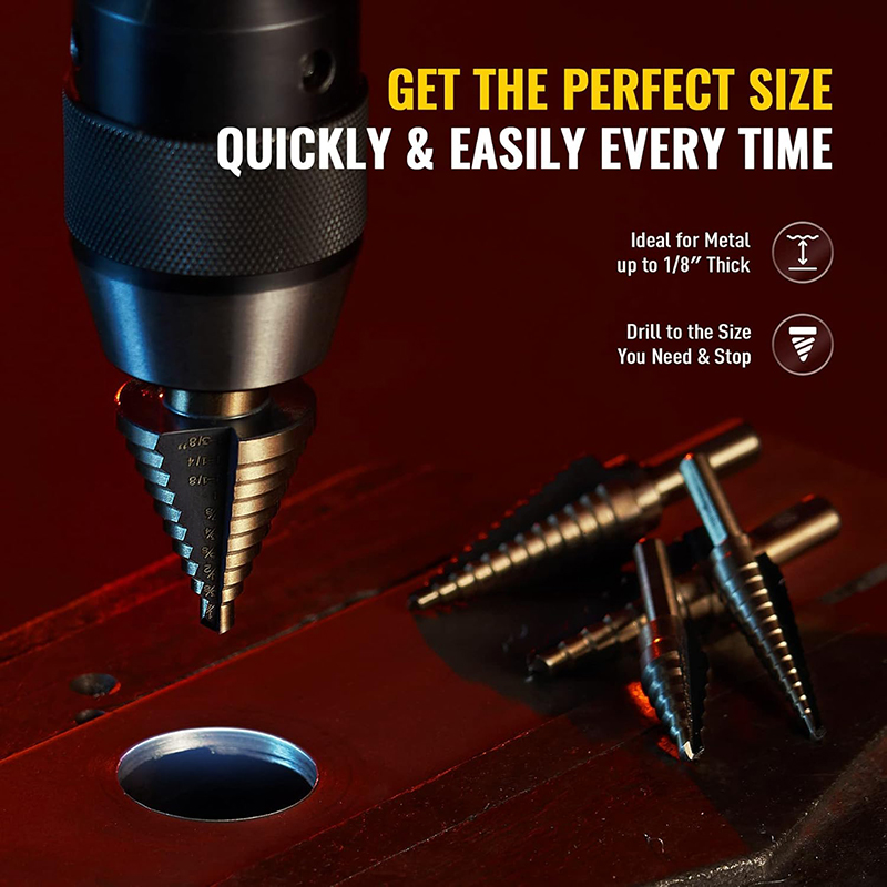 طقم مثاقب متدرجة 5 قطع HSS كوب - مراجعة Step Drill Bit Set Titanium Hss Cobalt وسعره